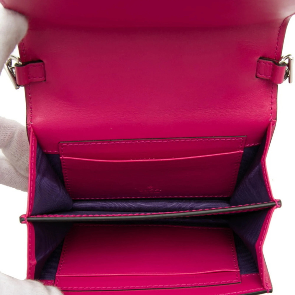 GUCCI Authentic Pink Leather GG Marmont Shoulder Bag - Picture 4 of 6
